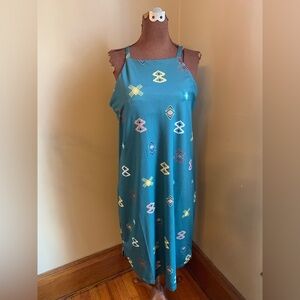 Patagonia Teal Midi Dress with Multicolor Patterns
